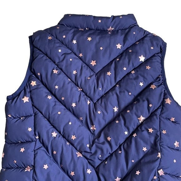 GAP Girls Star Printed Puffer Vest Jacket Size XL Navy Rose Gold Fall Winter - Picture 5 of 7